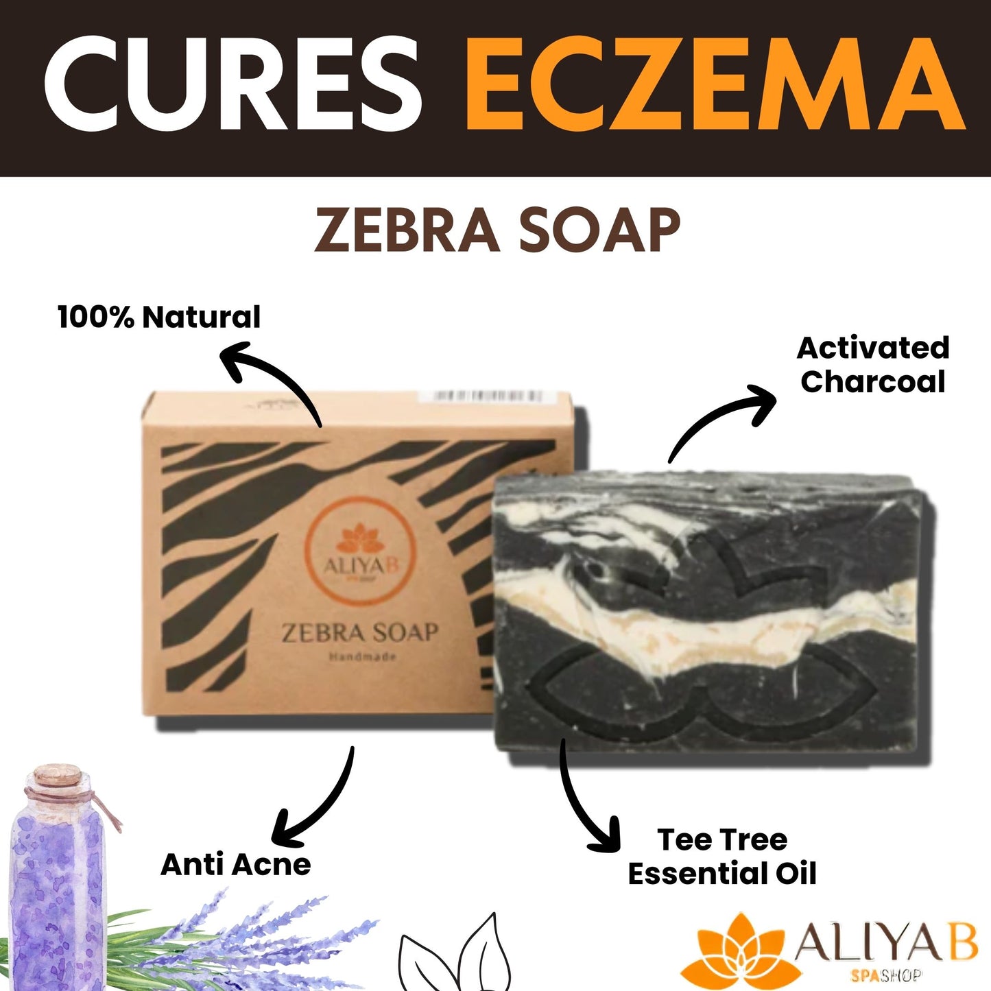 Zebra Soap with Tea Tree and Lavender (85g)