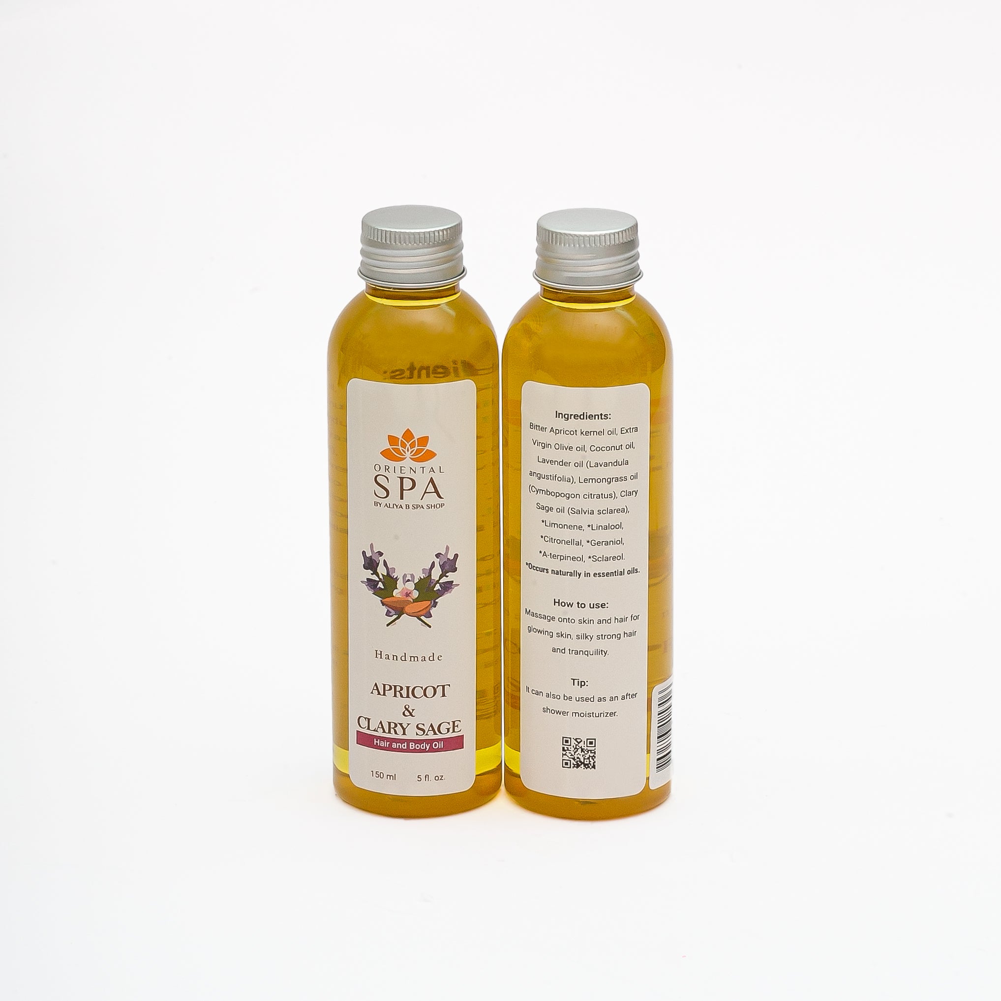 Hair & Body Massage Oil - Apricot & Clary Sage (150ml)